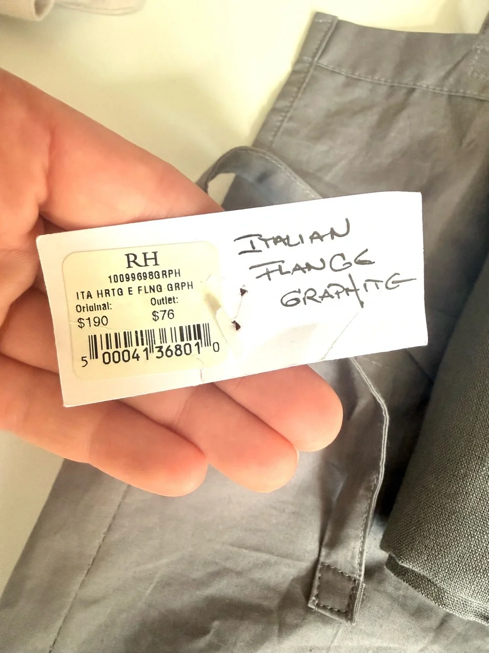 RH Gray Linen Euro Sham NWT